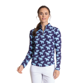 Elephant Print Sun Protection Quarter Zip Pull Over